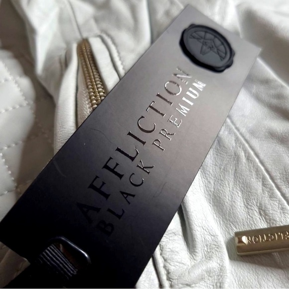 Affliction  LAILA WOMEN'S CROPPED LEATHER JACKET- Size: XS - White - NWT - Picture 7 of 9